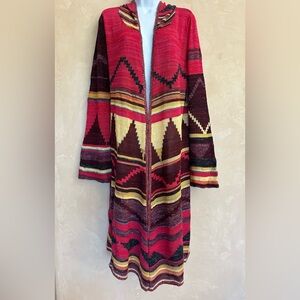 Free People Geometric Patterned Hooded Cardigan - L